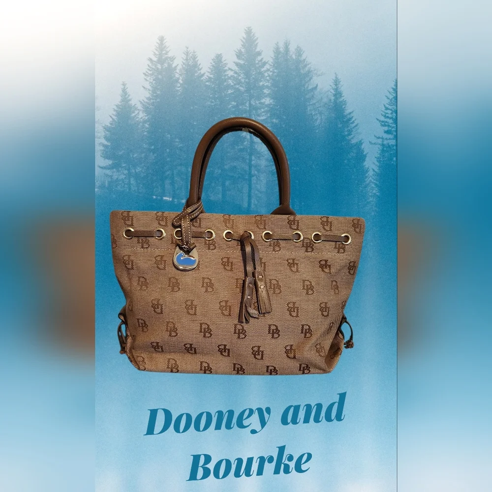 Dooney & Bourke Signature Tulip Tassel Monogram Tote. EUC - Picture 1 of 17